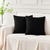BLACK QUILTED CUSHION COVER SQUARE PATTERN 16, 18 and 20 INCHES