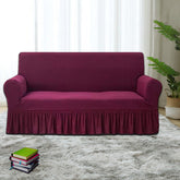 Turkish Style Frill Sofa Cover (Colour Meroon)