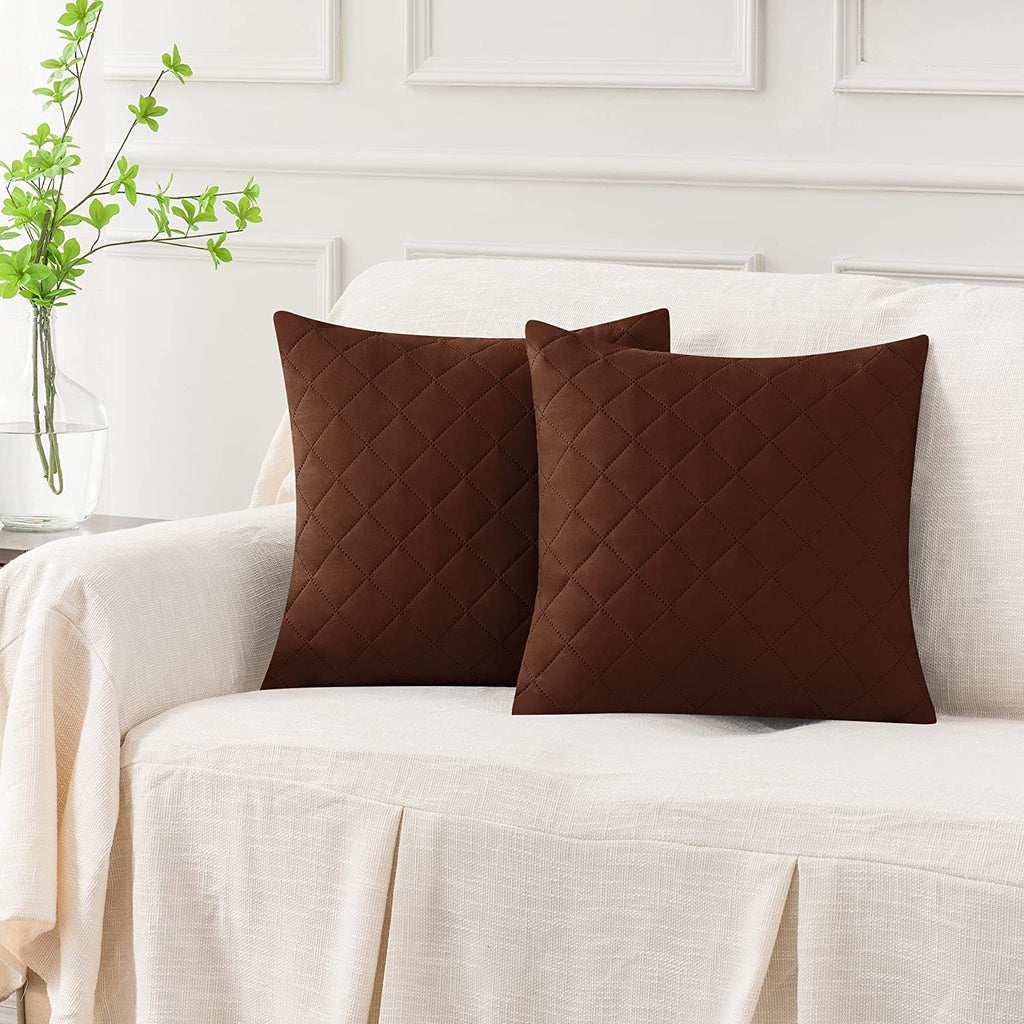 BROWN QUILTED CUSHION COVER SQUARE PATTERN 16, 18 and 20 INCHES