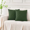 GREEN QUILTED CUSHION COVER SQUARE PATTERN 16, 18 and 20 INCHES
