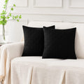 BLACK QUILTED CUSHION COVER SQUARE PATTERN 16, 18 and 20 INCHES