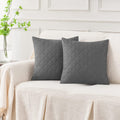 GRAY QUILTED CUSHION COVER SQUARE PATTERN 16, 18 and 20 INCHES