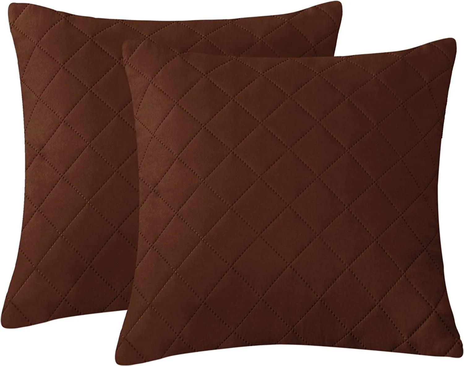 BROWN QUILTED CUSHION COVER SQUARE PATTERN 16, 18 and 20 INCHES