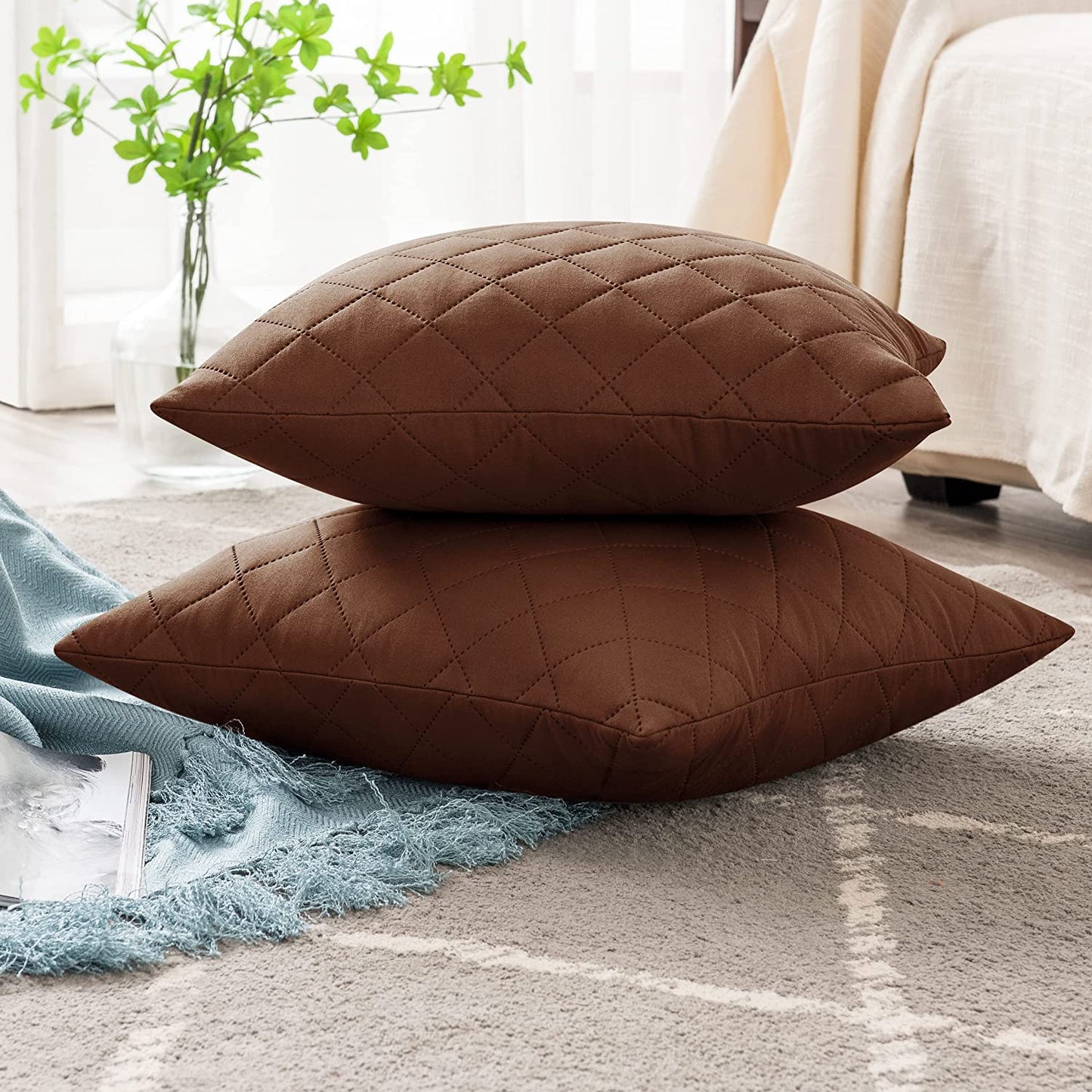 20X20 INCHES QUILTED CUSHION COVER SQUARE PATTERN