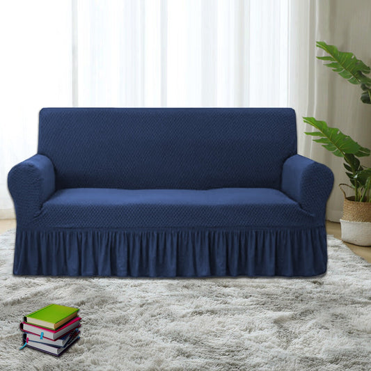 Turkish Style Frill Sofa Cover (Blue Meroon)
