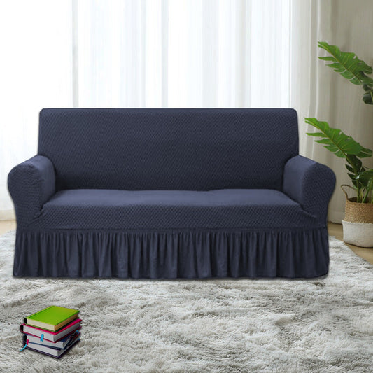 Turkish Style Frill Sofa Cover (Grey Meroon)
