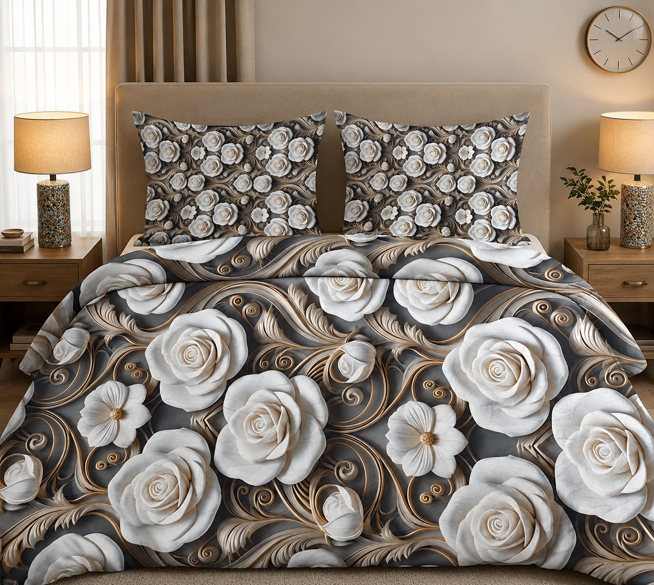 3D Printed Bedsheet with 2 Pillow Covers – 3-Piece Set | All Article