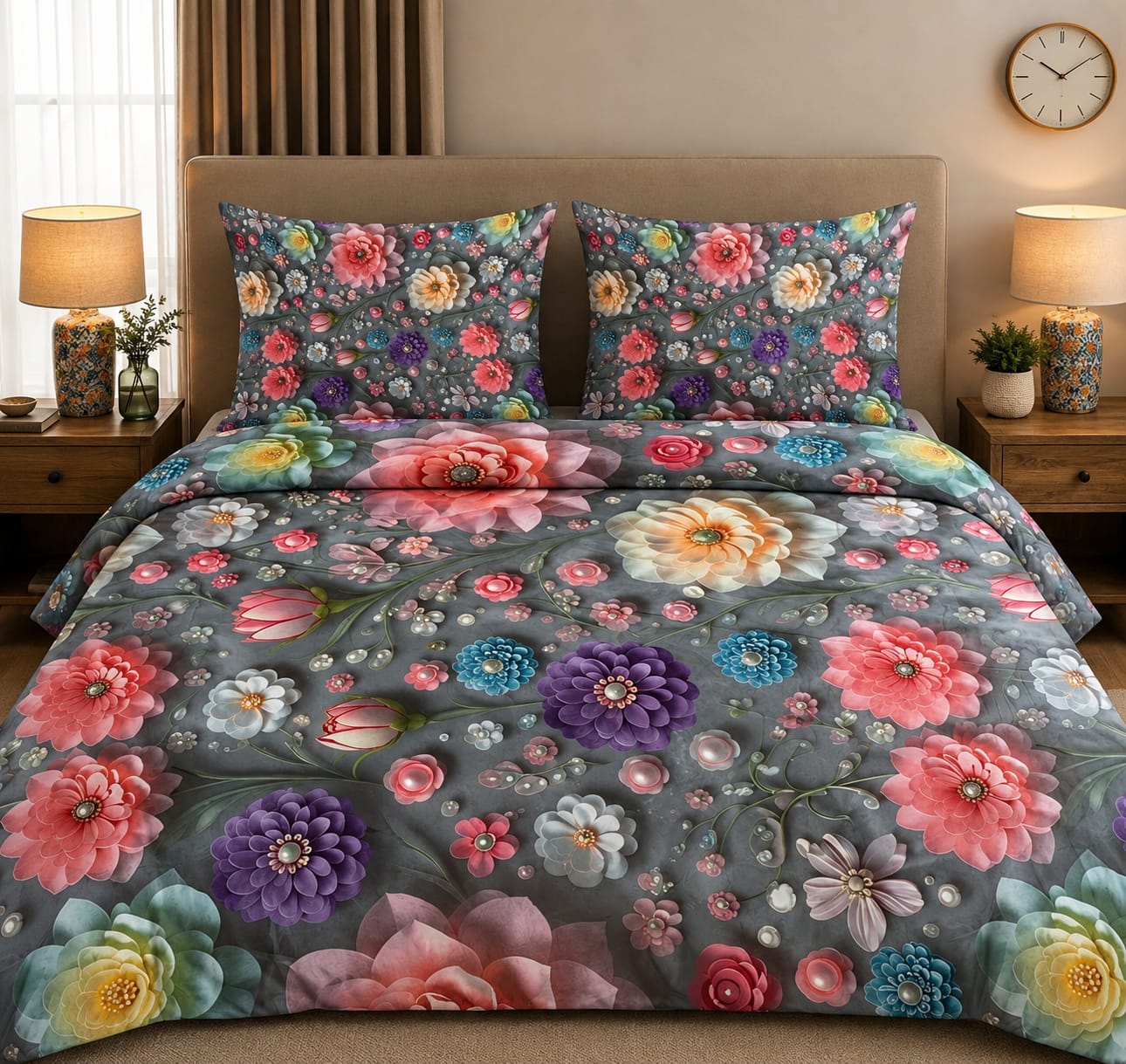3D Printed Bedsheet with 2 Pillow Covers – 3-Piece Set | All Article