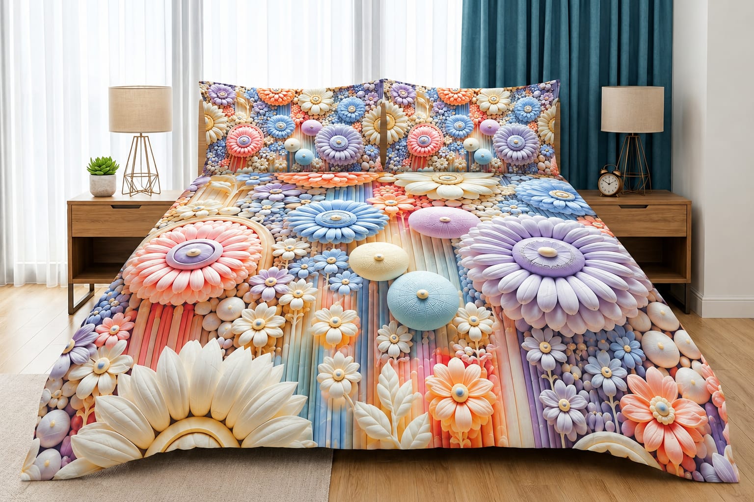 3D Printed Bedsheet with 2 Pillow Covers – 3-Piece Set | All Article