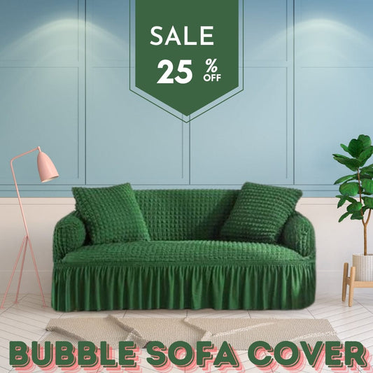 Frill Style Bubble Stuff Sofa Cover (Green Color)