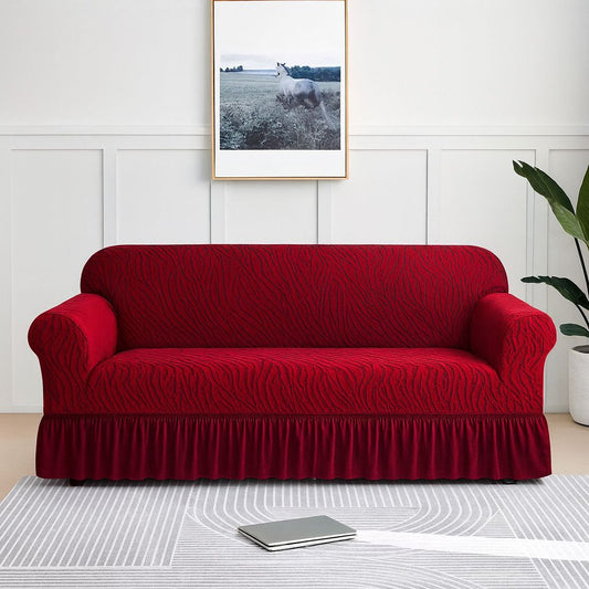 Zebra Velvet Sofa Cover (Meroon Colour)