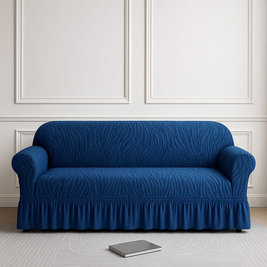 Zebra Velvet Sofa Cover (Blue Colour)