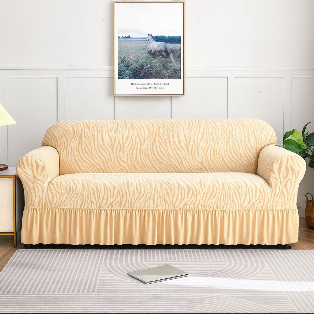 Zebra Velvet Sofa Cover (Skin Colour)