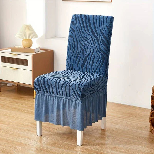 Zebra Valvet Frill Chair Cover ( Blue Color)