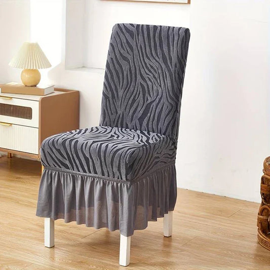 Zebra Velvet Frill Chair Cover ( Grey Color)