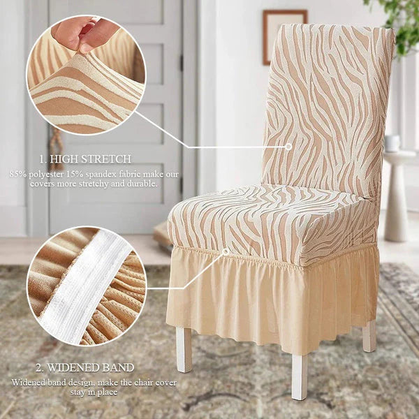 Zebra Valvet Frill Chair Cover (Skin Golden Color)