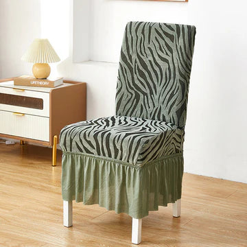 Zebra Valvet Frill Chair Cover (Coral Green Color)
