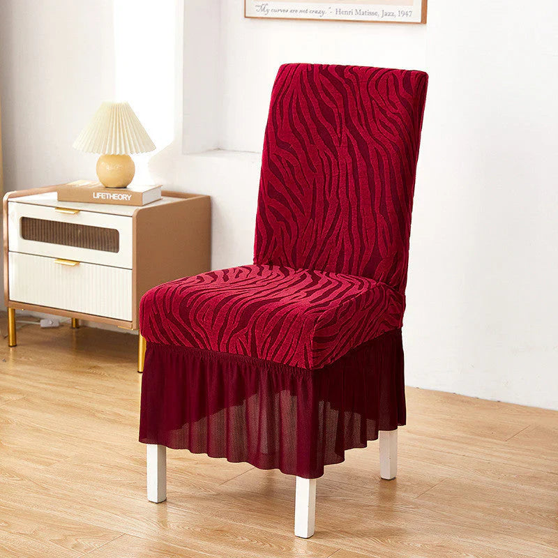 Zebra Valvet Frill Chair Cover (Meroon Color)